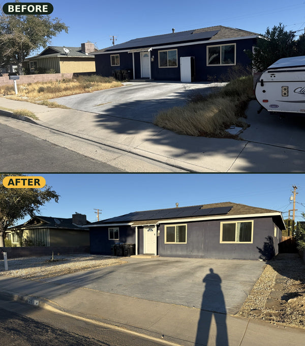 Front yard cleanup in Ridgecrest, before and after — Bryan's