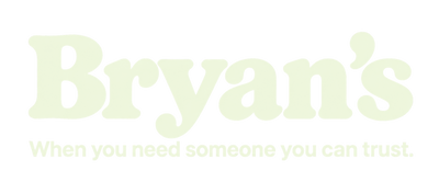 Bryan's logo — cream wordmark with tagline, for dark backgrounds