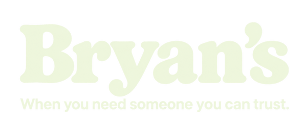 Bryan's logo — cream wordmark with tagline, for dark backgrounds